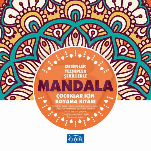 Mandala - Çocuklar İçin Boyama Kitabı - Turuncu