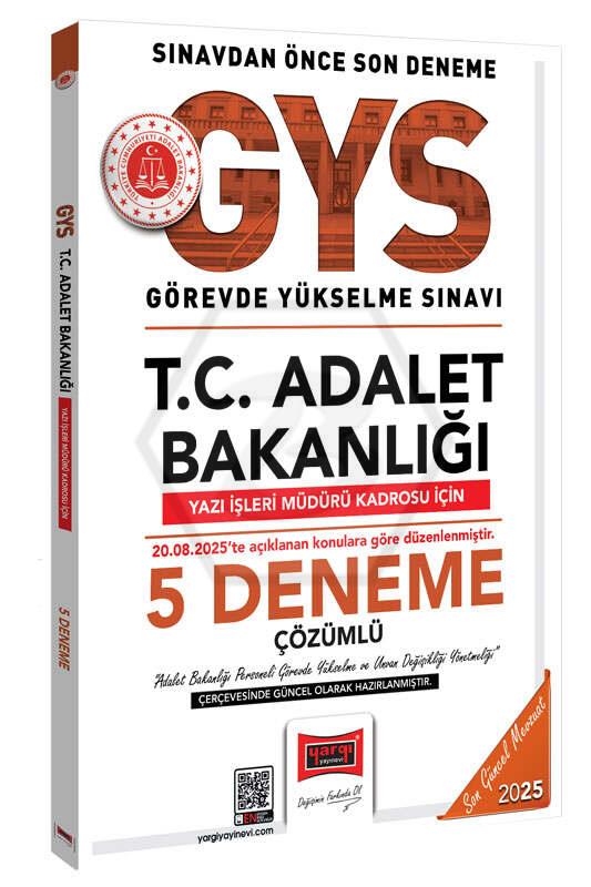 2025 T.C Adalet Bakanlığı Yazı İşleri Müdürü Kadrosu İçin 5 Deneme (Güncel Baskı)
