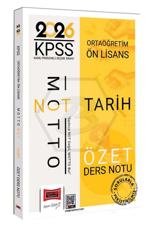 2026 KPSS Ortaöğretim Ön Lisans Motto Serisi Tarih Özet Ders Notu