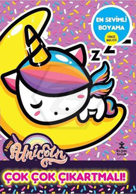 I Love Unicorn En Sevimli Boyama - Çok Çok Çıkartmalı