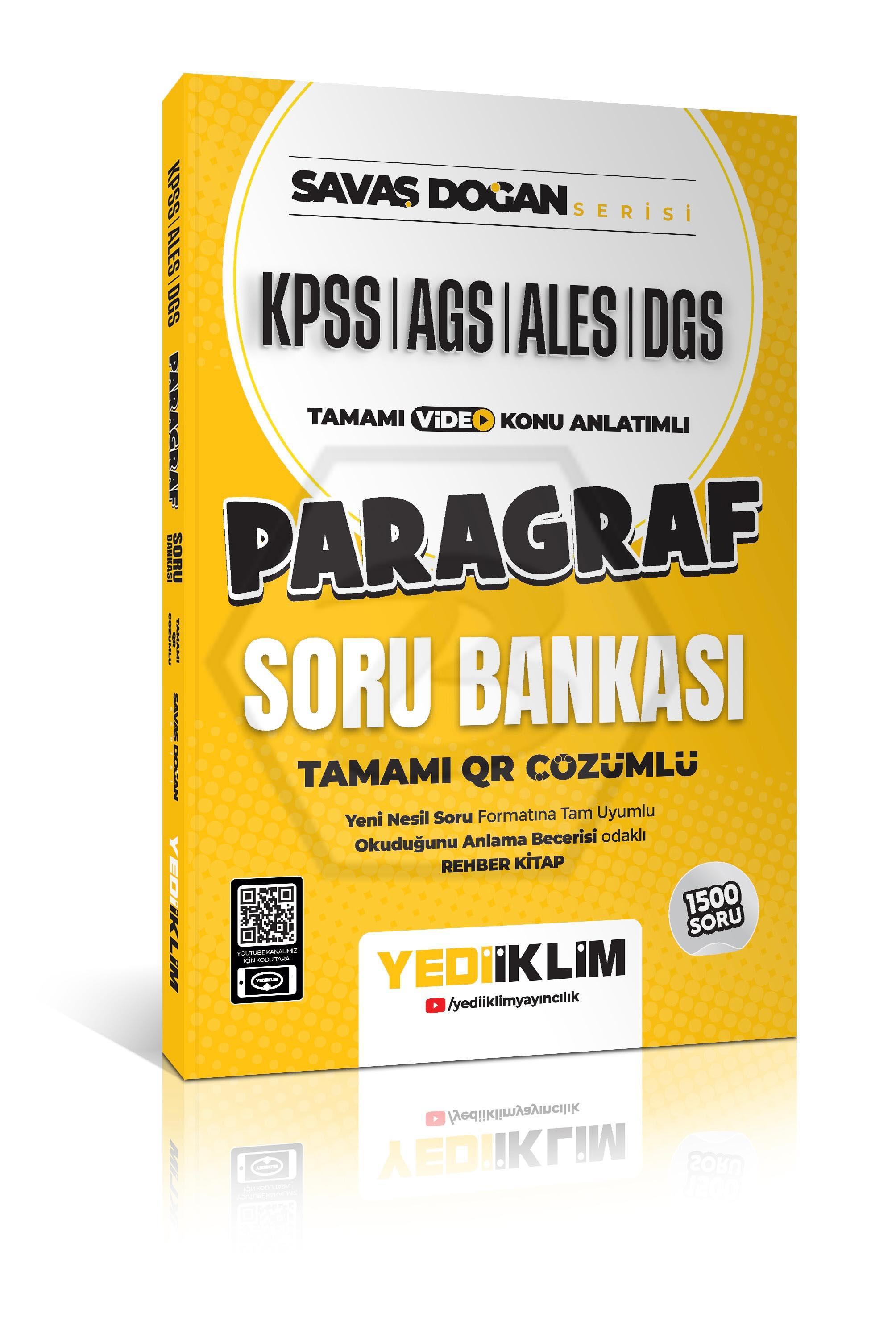 KPSS ALES DGS Savaş Doğan Serisi Paragraf Tamamı Video Konu Anlatımlı ve Tamamı QR Çözümlü Soru Bankası