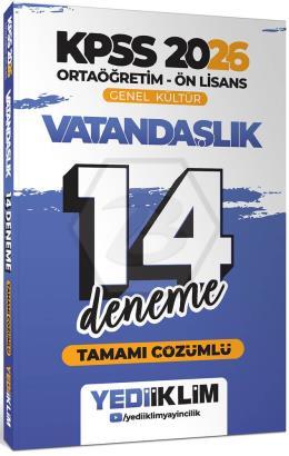 2026 KPSS Ortaöğretim Ön Lisans Genel Kültür Vatandaşlık Tamamı Çözümlü 14 Deneme