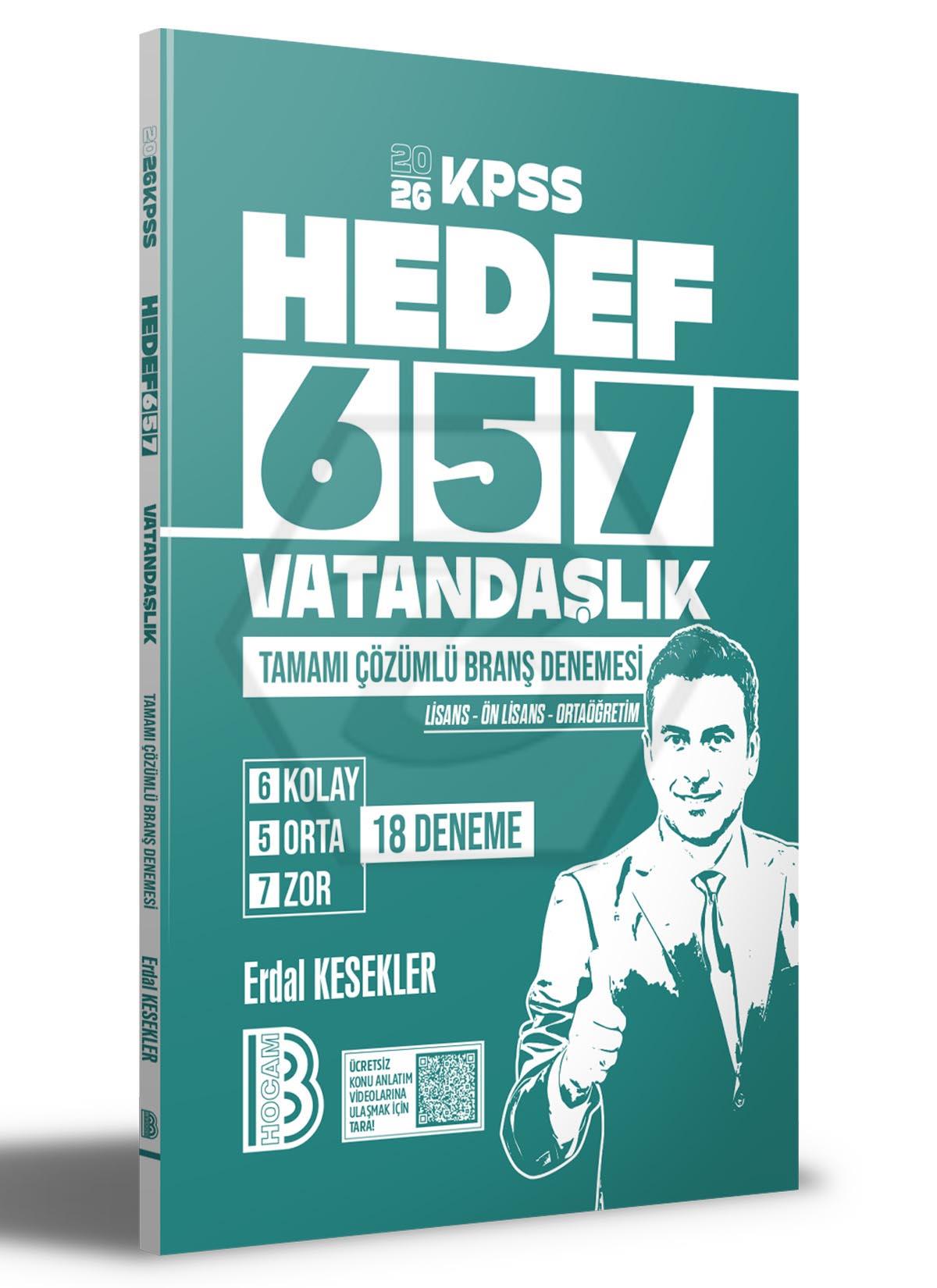 2026 KPSS HEDEF 657 Vatandaşlık Tamamı Çözümlü 18 Branş Denemesi