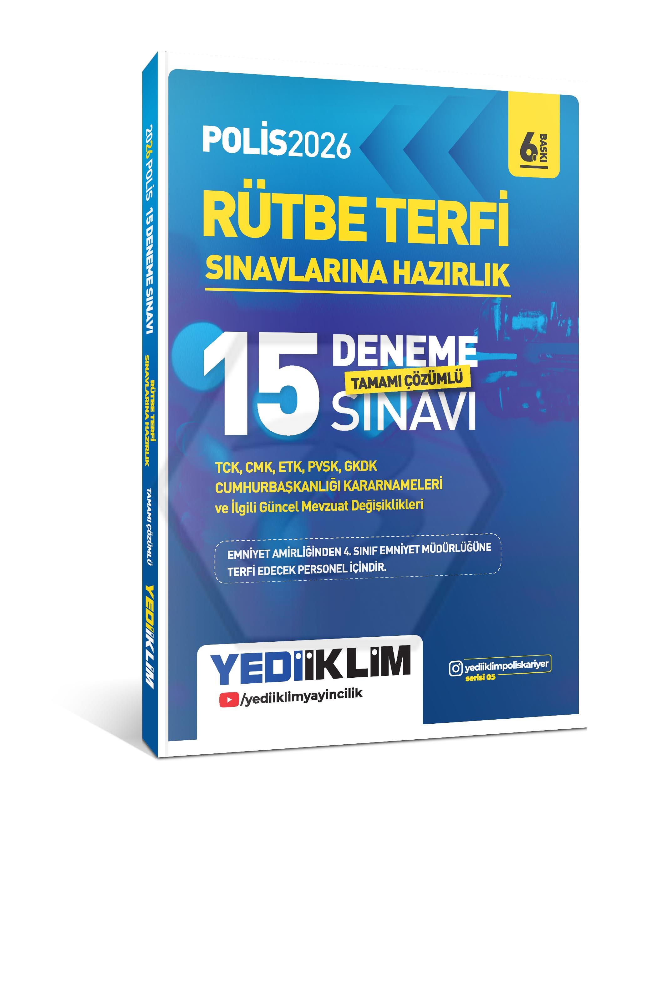 2026 Polis Rütbe Terfi Sınavlarına Hazırlık Tamamı Çözümlü 15 Deneme Sınavı