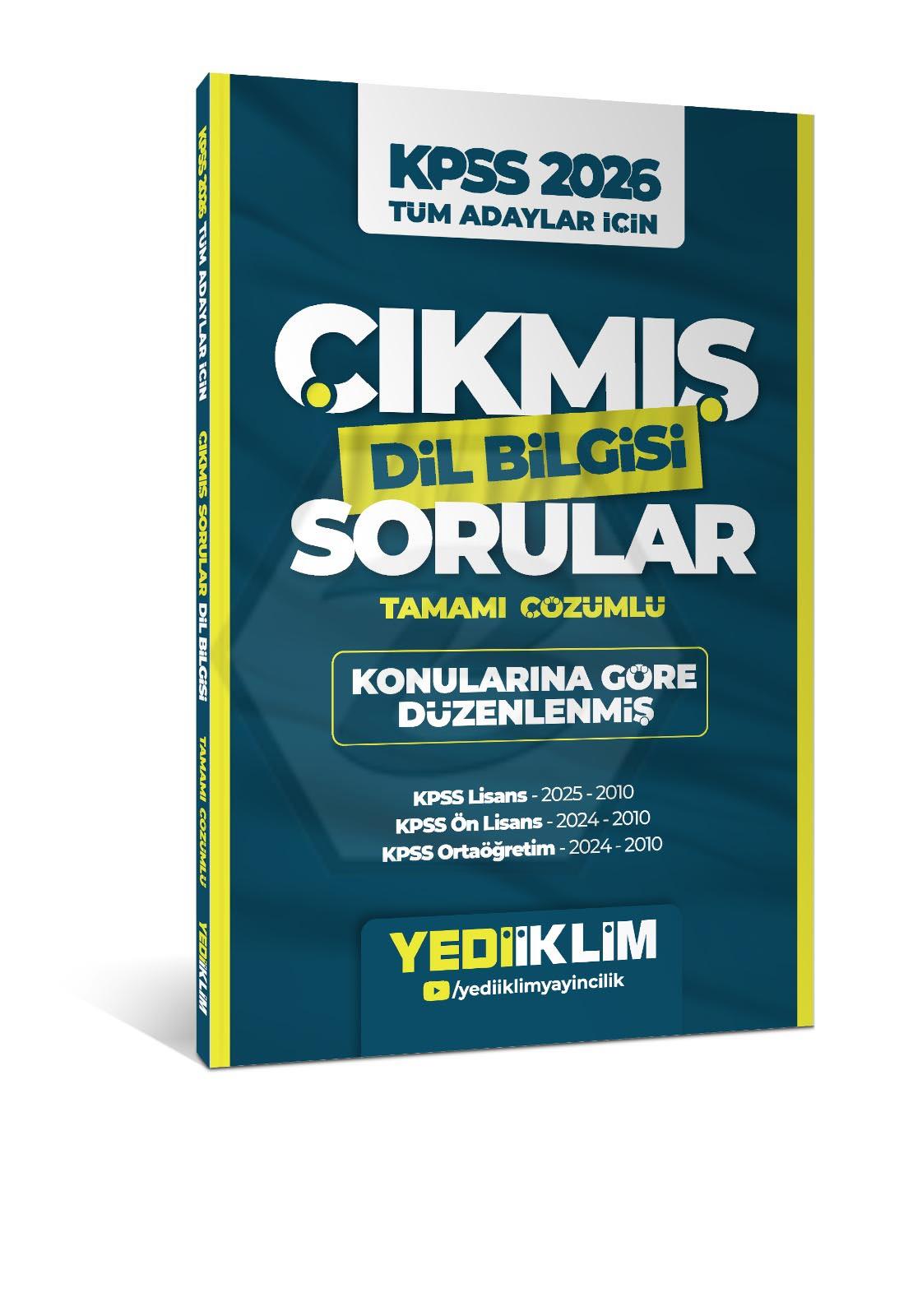 2026 KPSS Tüm Adaylar İçin Dil Bilgisi Tamamı Çözümlü Çıkmış Sorular Konularına Göre Düzenlenmiş