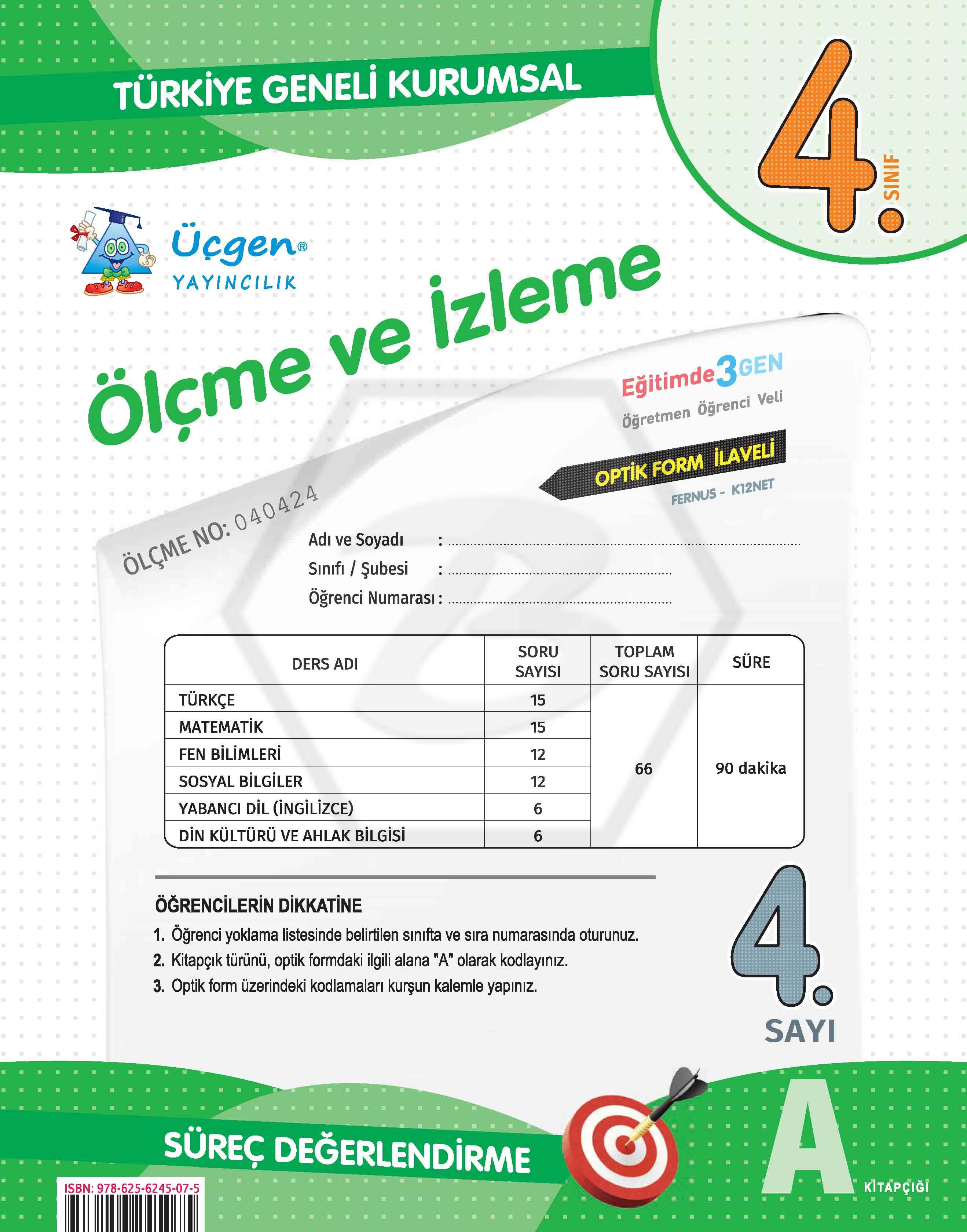 4. Sınıf Kurumsal Ölçme ve İzleme 4. Sayı Deneme - 2024