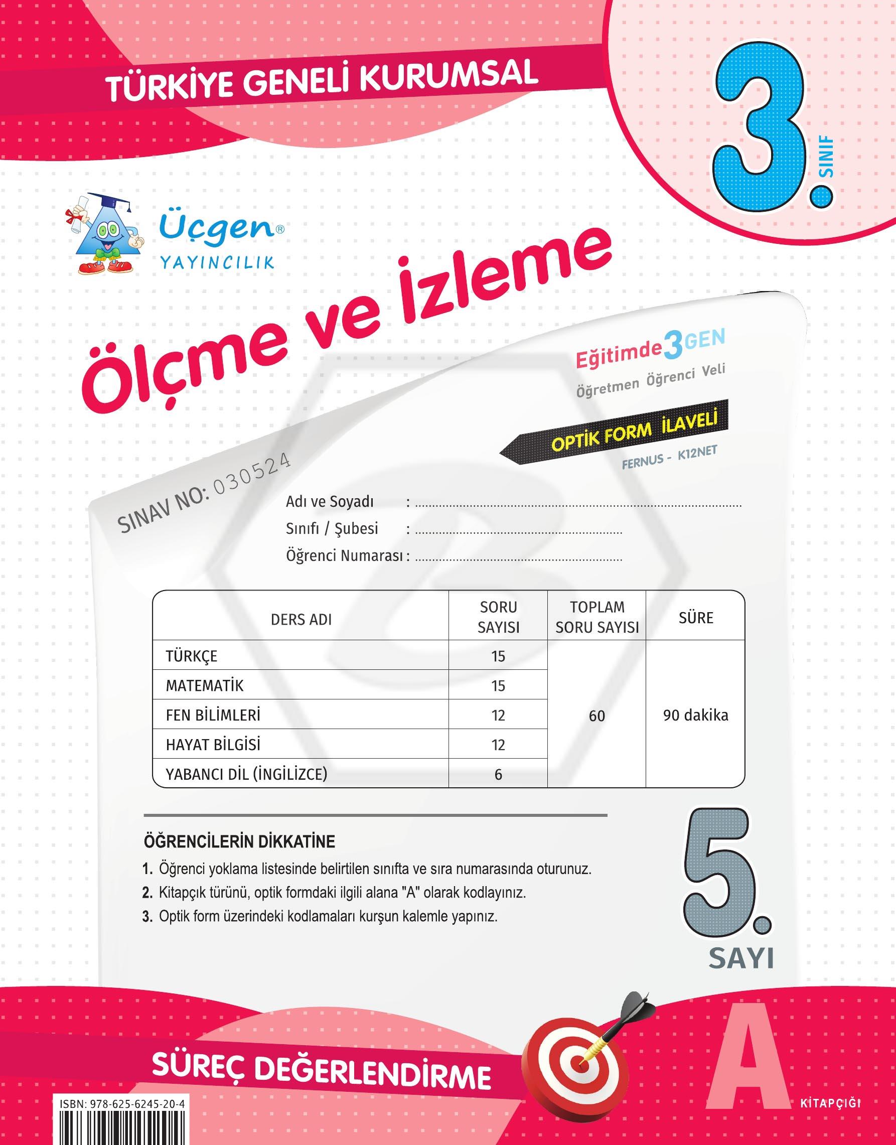 3. Sınıf Kurumsal Ölçme ve İzleme 5. Sayı Deneme - 2024