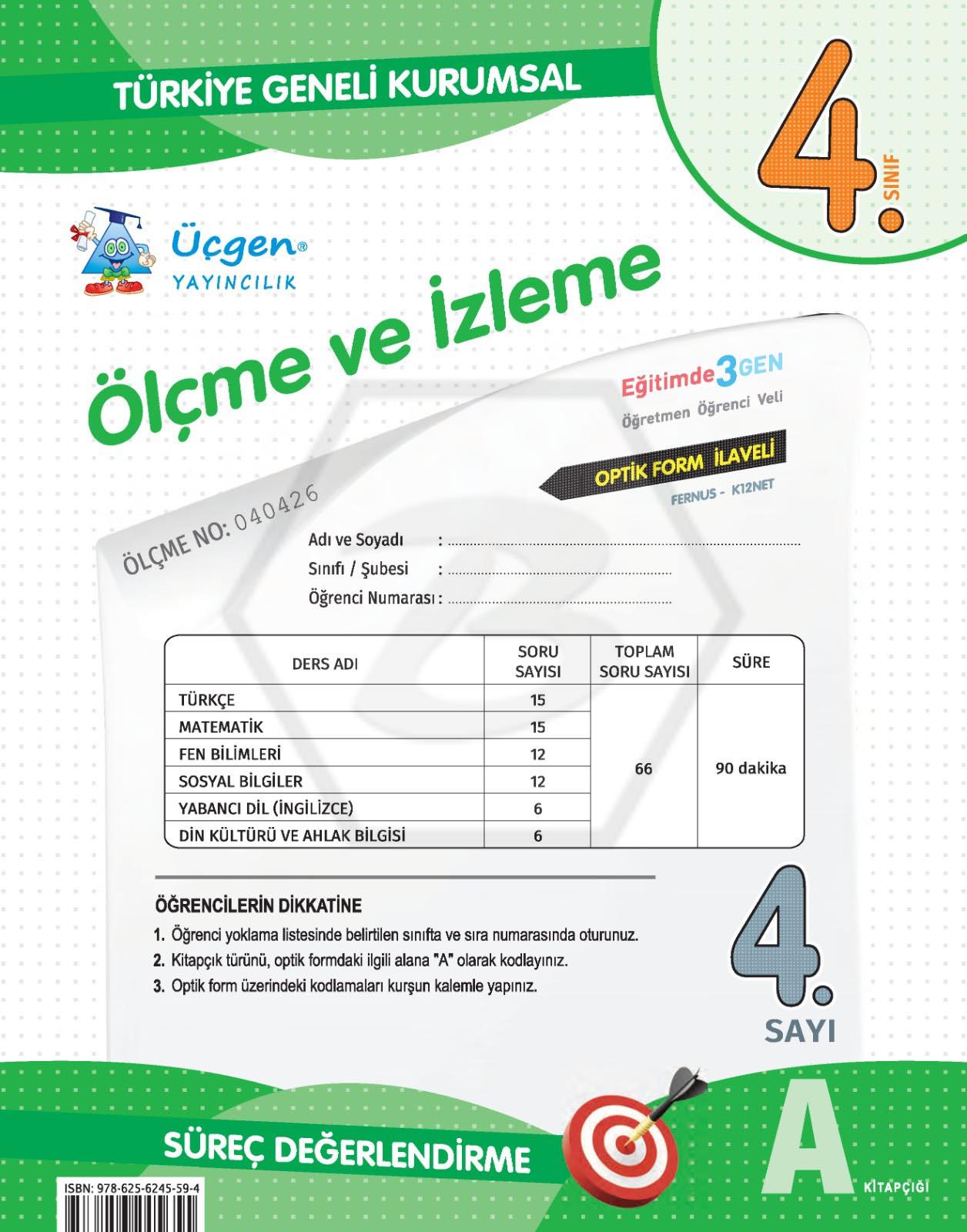 4. Sınıf Kurumsal Ölçme ve İzleme 4. Sayı Deneme - 2025