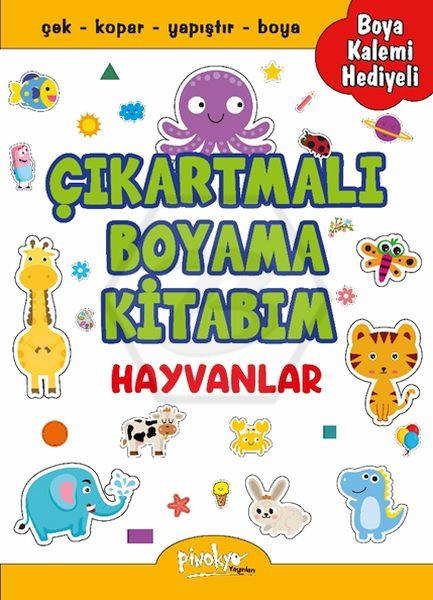 Hayvanlar Boyama Kitabı+Çıkartmalı+Kuru Boya Hediyeli (24 Sayfa)