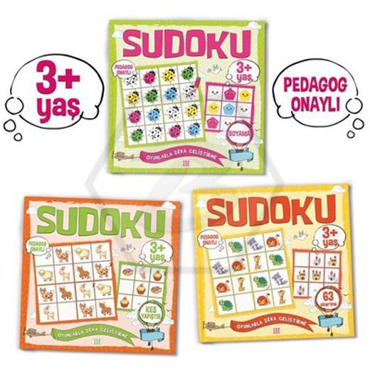 Çocuklar İçin Sudoku Seti - 3+ Yaş - 3 Kitap Takım
