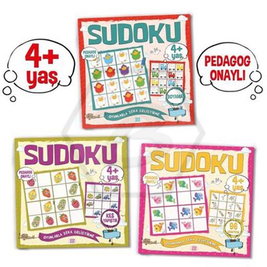 Çocuklar İçin Sudoku Seti - 4+ Yaş - 3 Kitap Takım