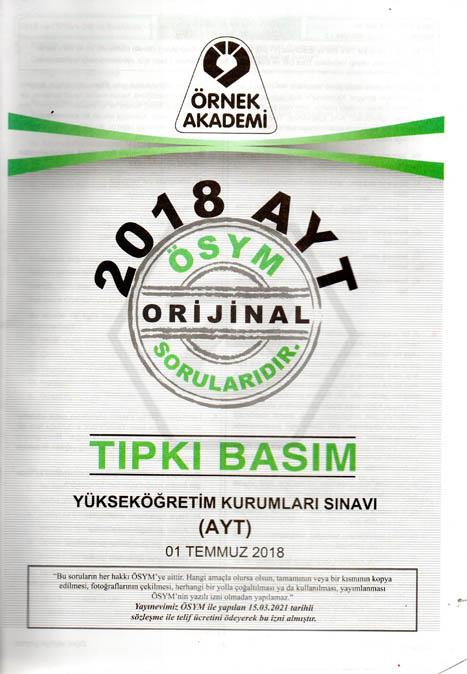 2018 AYT Tıpkı Basım Soru Kitapçığı