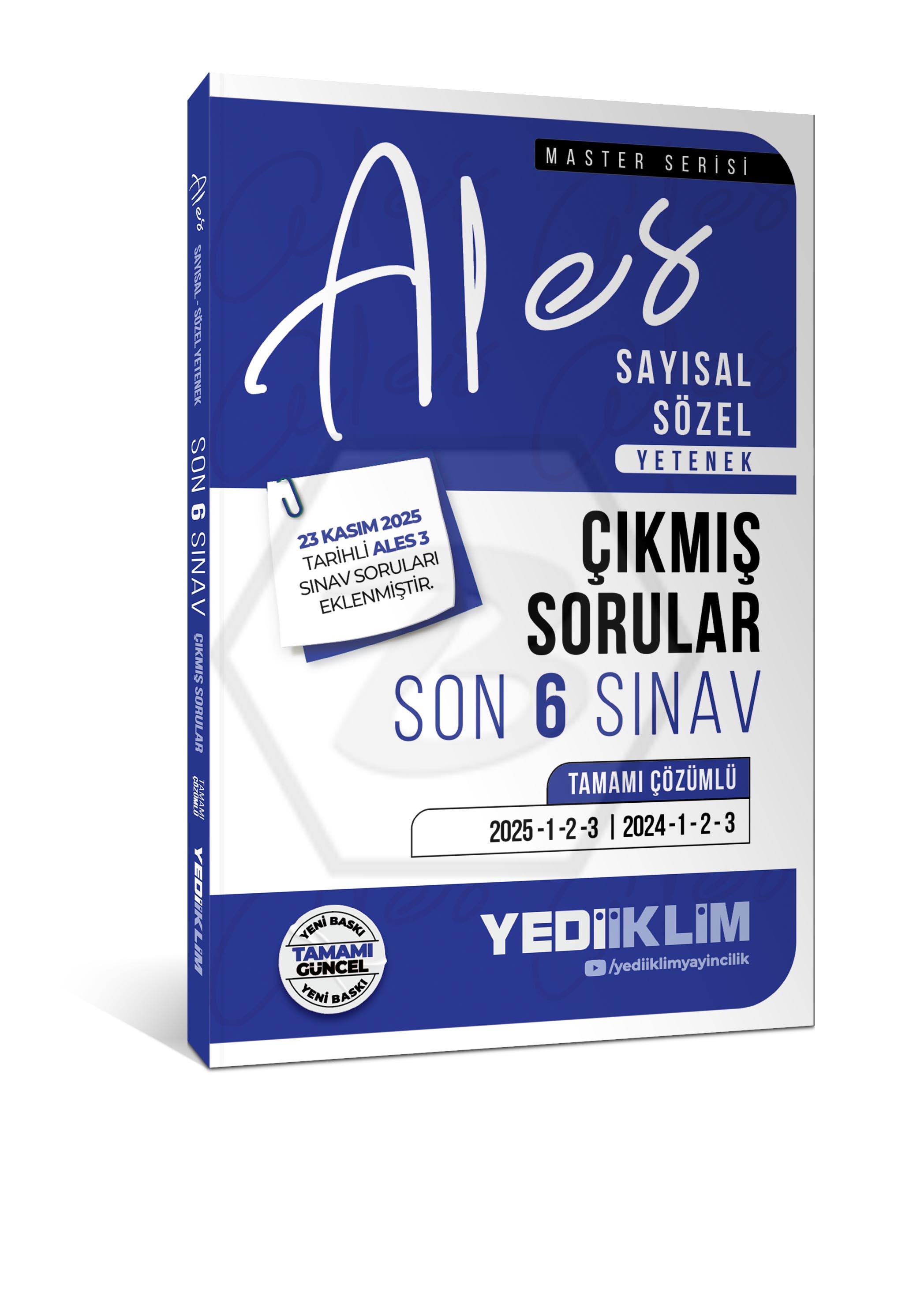 2026 ALES  Sayısal Sözel Yetenek Tamamı Çözümlü Son 6 Sınav Çıkmış Sorular (23 Kasım 2025 Ales-3 Ekli)