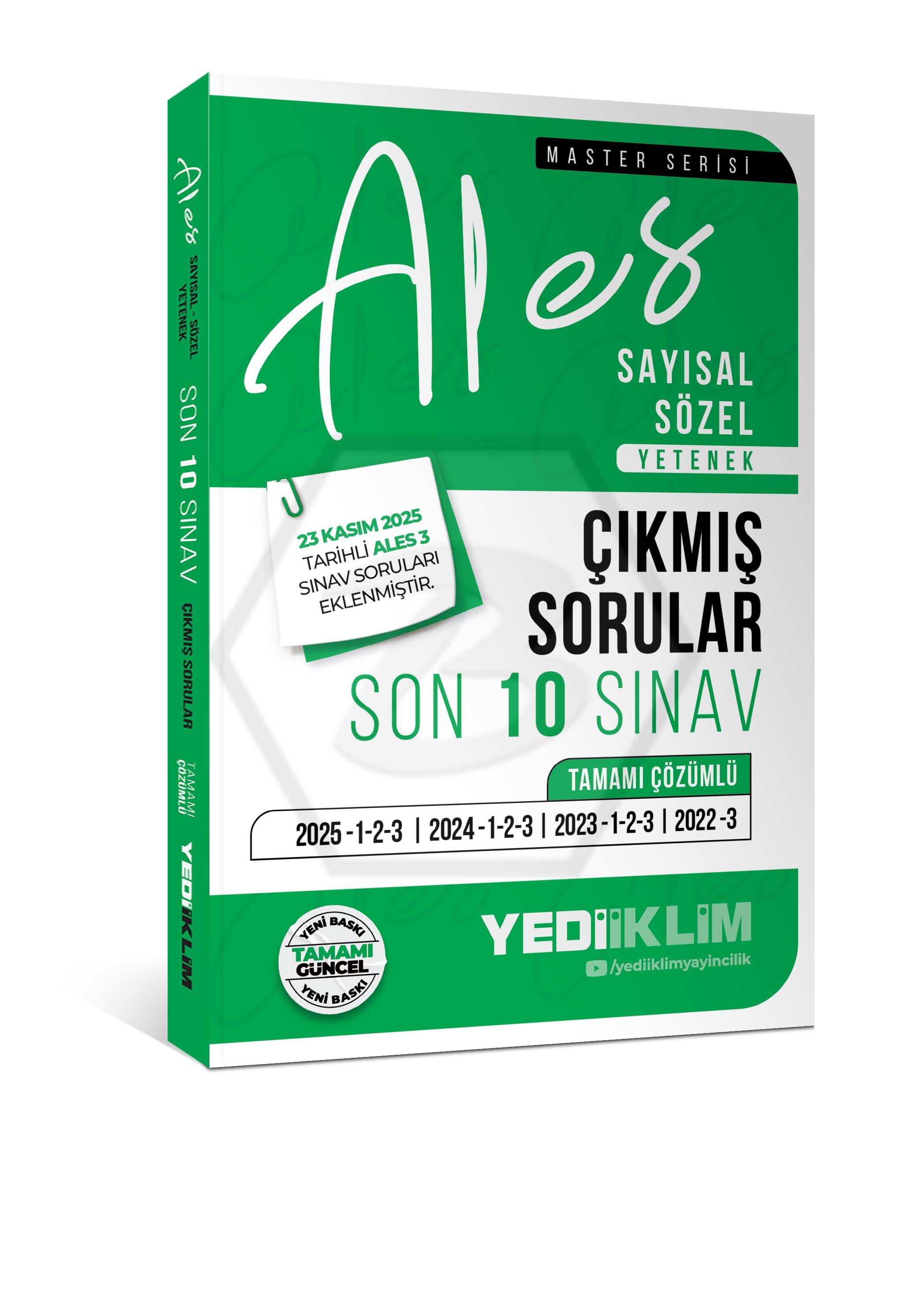 2026 ALES  Sayısal Sözel Yetenek Tamamı Çözümlü Son 10 Sınav Çıkmış Sorular (23 Kasım 2025 Ales-3 Ekli)