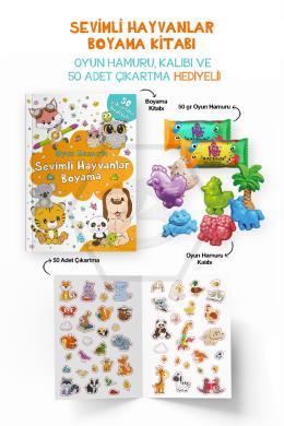 Sevimli Hayvanlar Boyama Kitabı - Oyun Hamuru, Oyuncak ve Çıkartma Hediyeli / 3 Yaş +